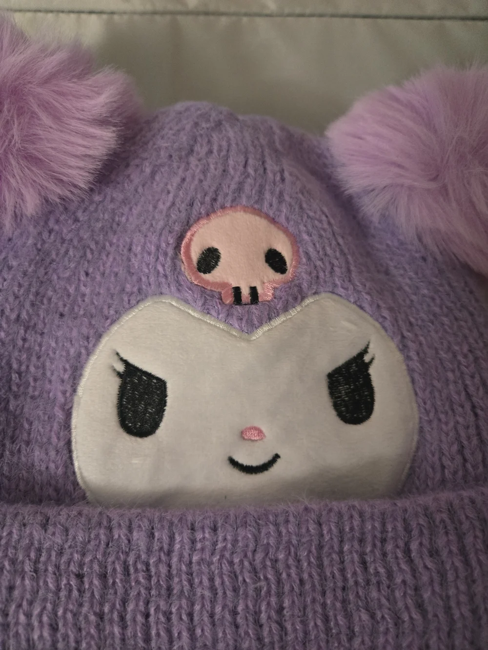 Purple Character Pom-Pom Kids Beanie Hat